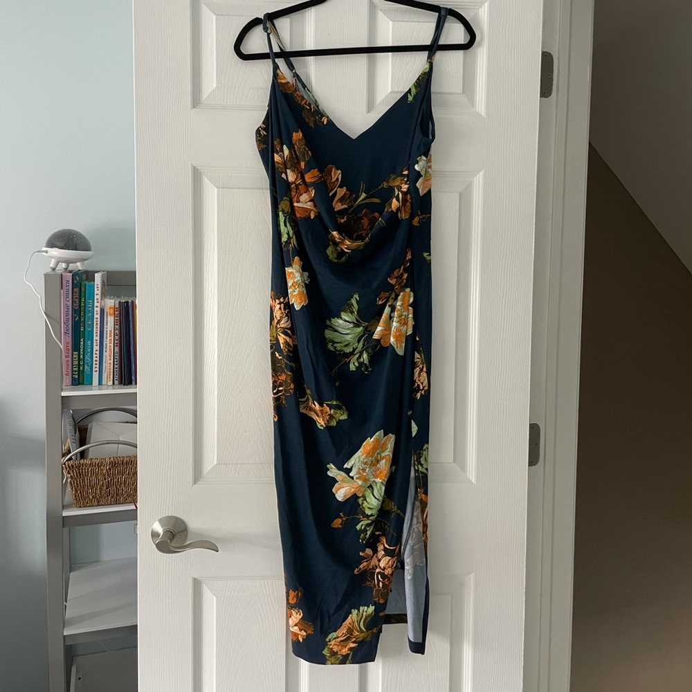 ASOS Petite summer midi dress. Drape front. Adjustable straps. NWT. Size 10P